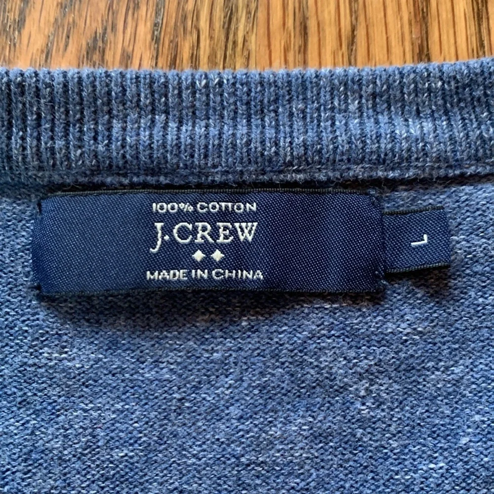 J Crew sz L blue 100% cotton crewneck sweater